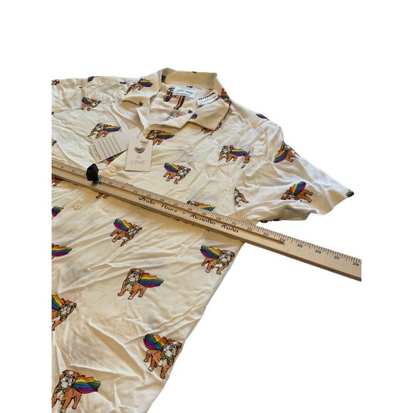 Denim & Flower Bulldog Rainbow Button-Up Shirt Size XL Viscose White - Picture 8 of 9